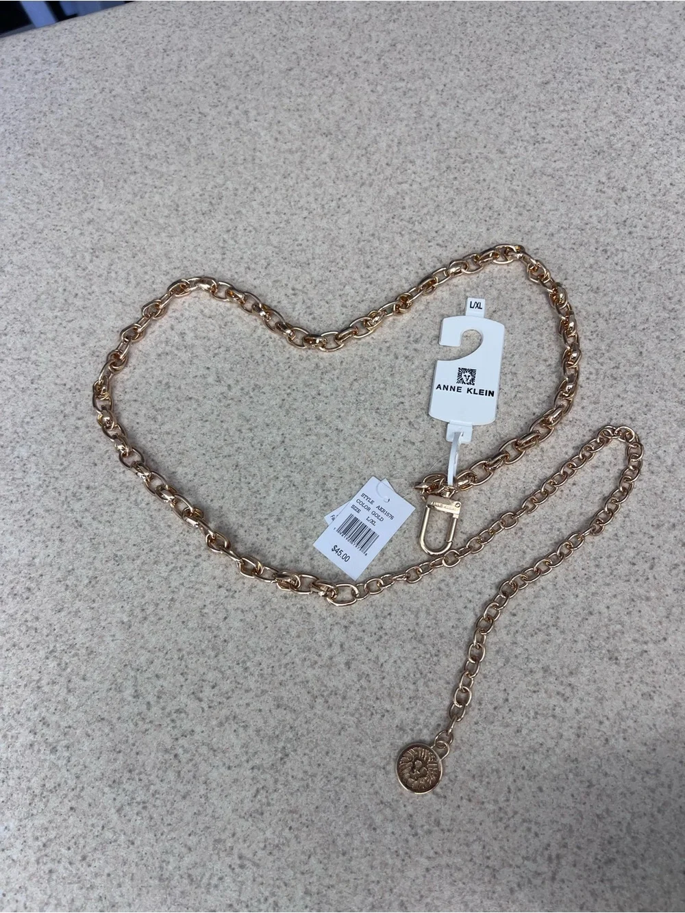 Anne Klein Gold Chain Link belt with Medallion
